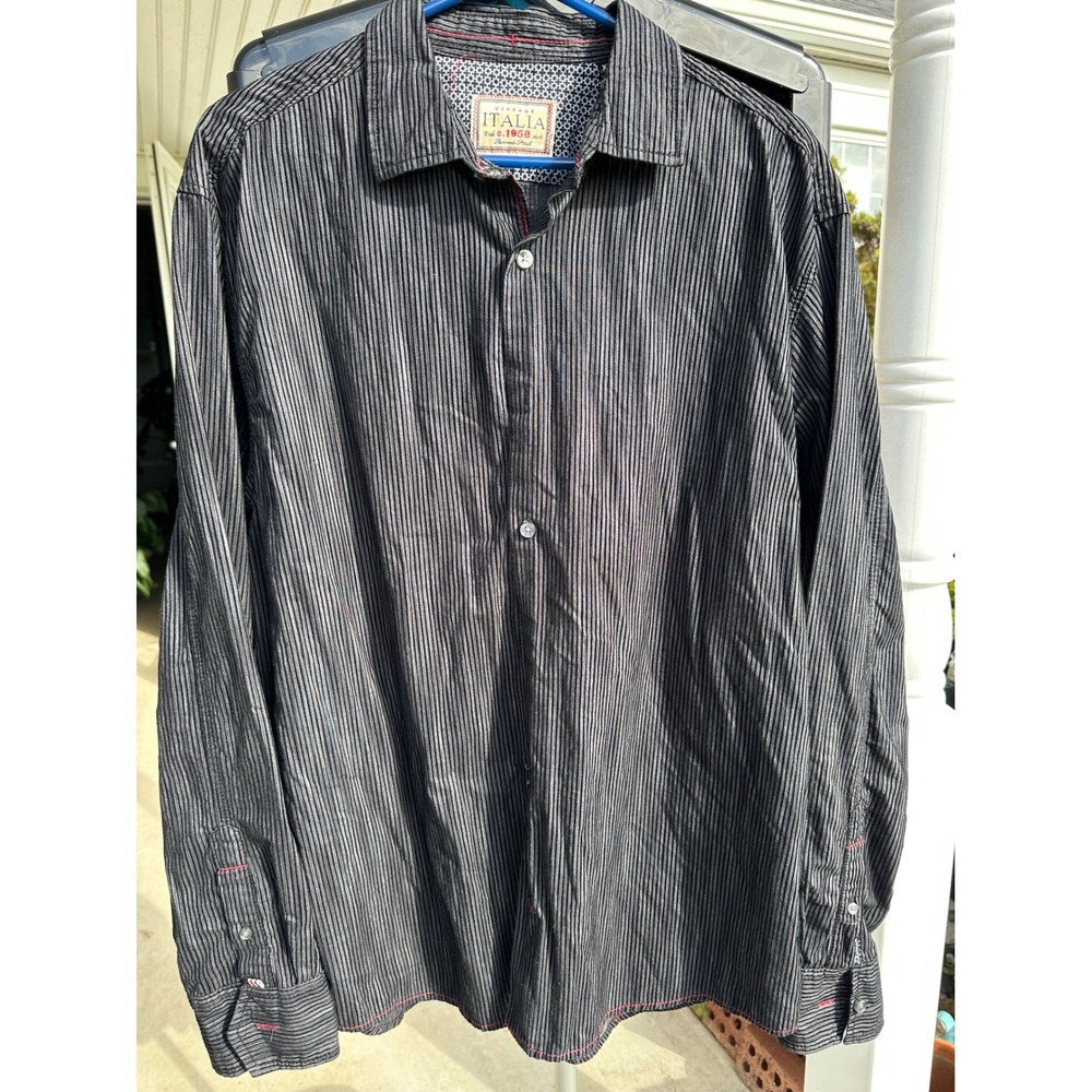 Vintage‎ Italia 1958 Mens XL Striped Button Down Shirt Casual Dress